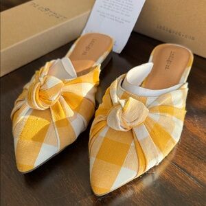 Indigo Rd. Yellow Plaid Women's Mules, Sz 8.5, NWT